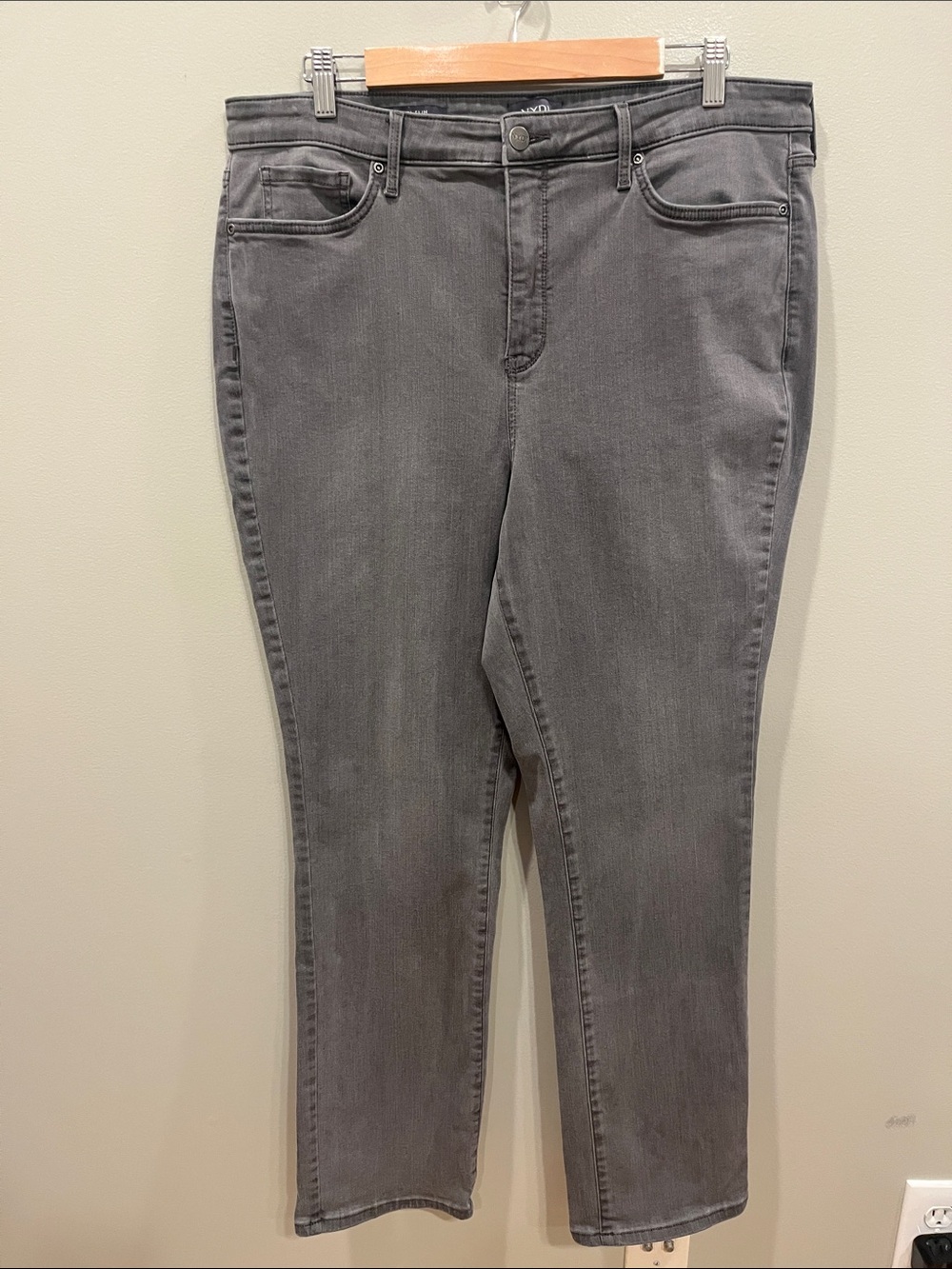 NYDJ Grey Sheri Slim Straight Denim Jeans